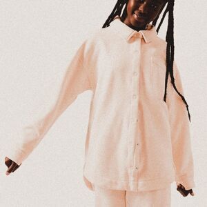 Athleta Girl RetroActive Oversized Shacket Cream Neutral Streetwear sz 16